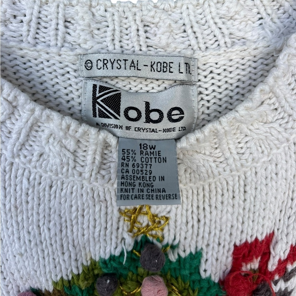Vintage 80’s Crystal Kobe Christmas Teddy Bear Sweater - Size Large Women’s - Picture 10 of 12